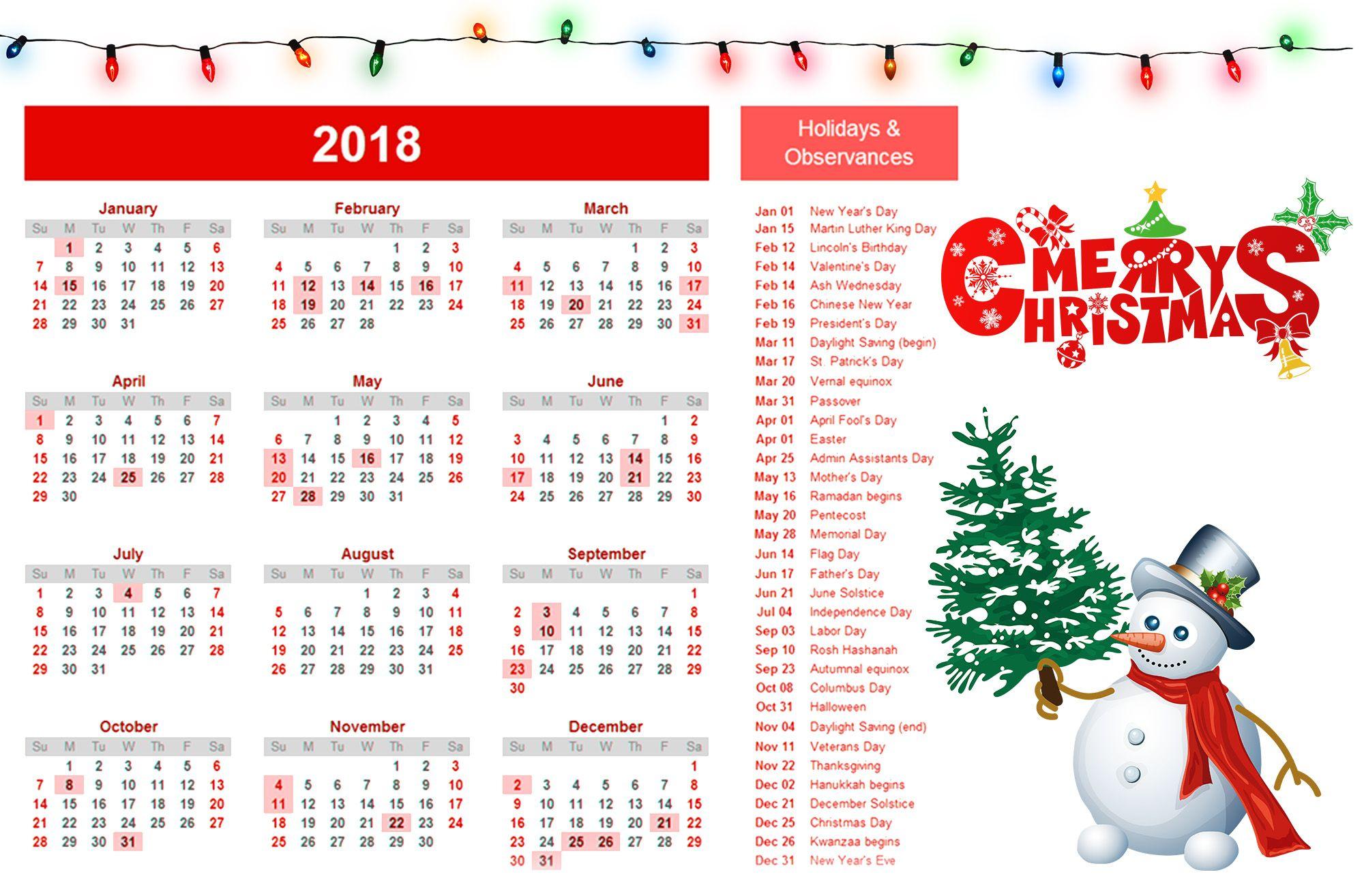 Merry Christmas 2018 Calendar Wallpaper 27562