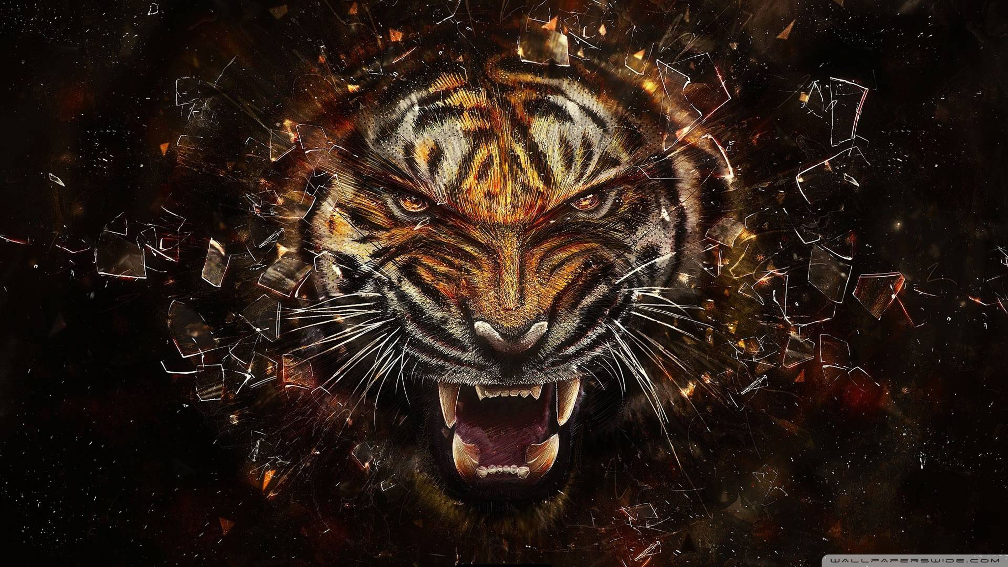 Roaring tiger ultra HD 4k wallpaper. Abstract. Ultra