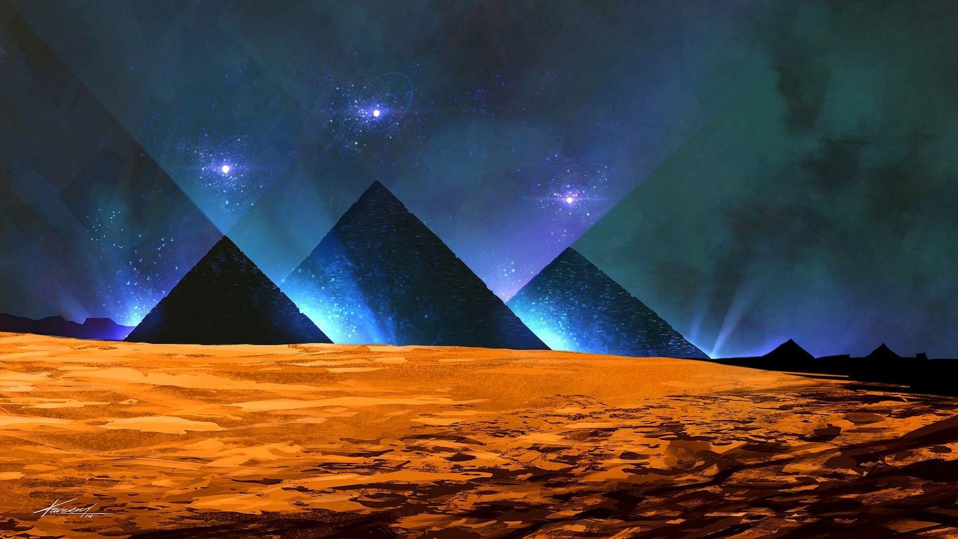 Desert, Pyramid, Night, Pyramastar, Star, Egypt Desert