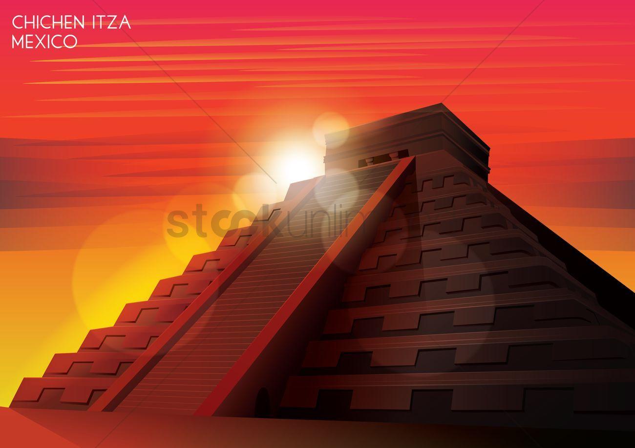 Mayan pyramid wallpaper Vector Image