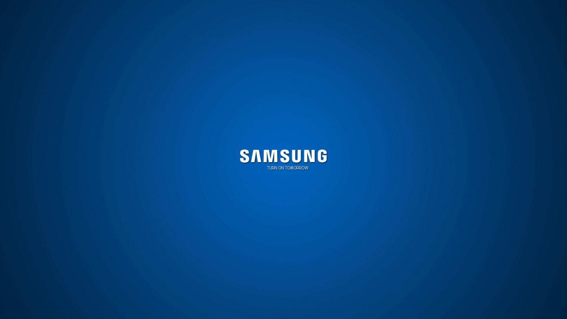Download Wallpapers 1920x1080 Samsung, Company, Logo, Blue, White
