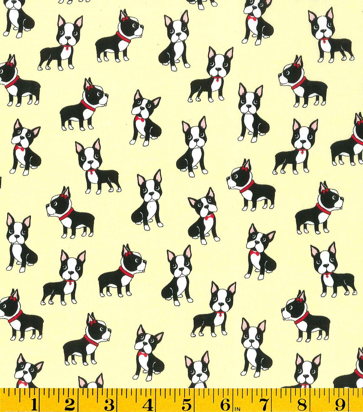 Novelty Cotton Fabric Boston Terrier