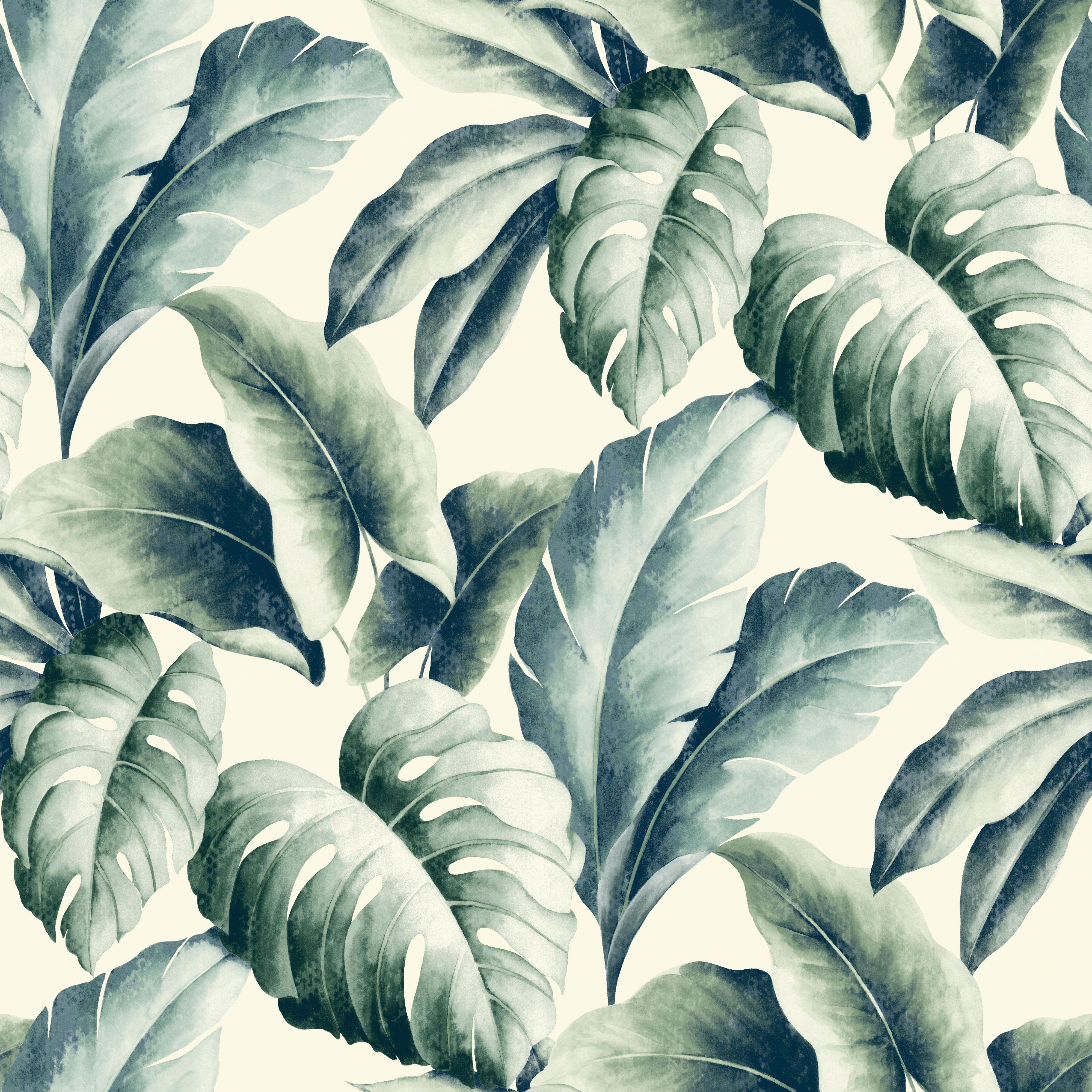 Gold Green Palm leaf Wallpaper. Departments. DIY at B&Q