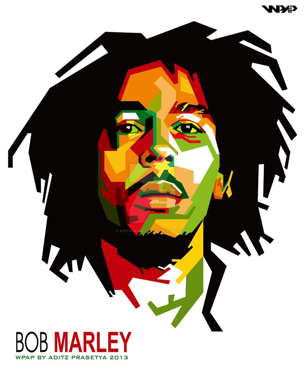 wpap Bob Marley image. Colored Glass WPAP Art