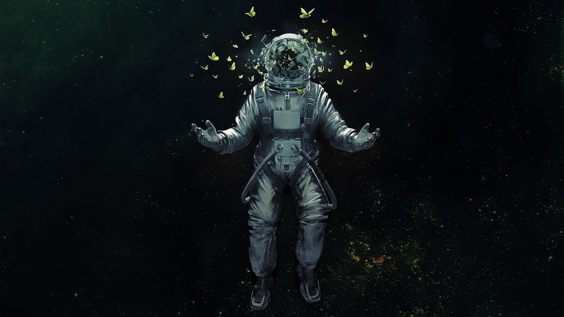 Astronaut Broken Glass Butterfly Space Suit, HD Artist, 4k