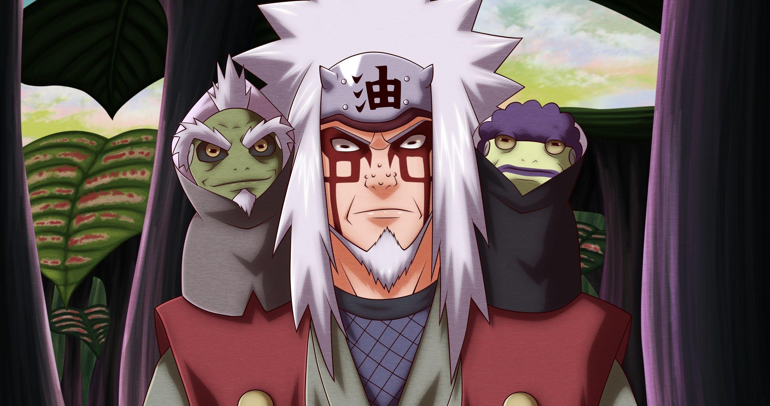 Download wallpaper naruto, Jiraiya, sannin mode, Shima, Fukasaku