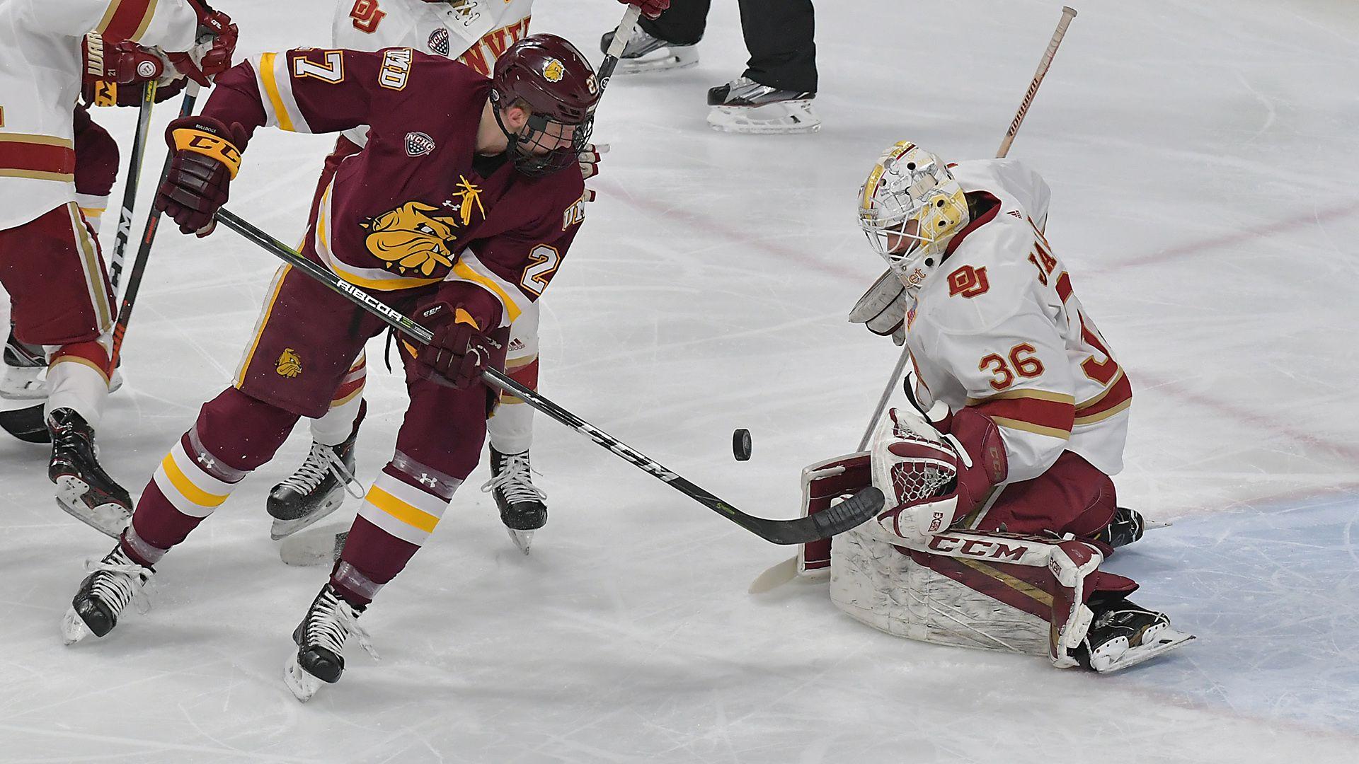 UMD'S HOPES FOR NCHC FROZEN FACEOFF TITLE REPEAT DASHED BY DENVER
