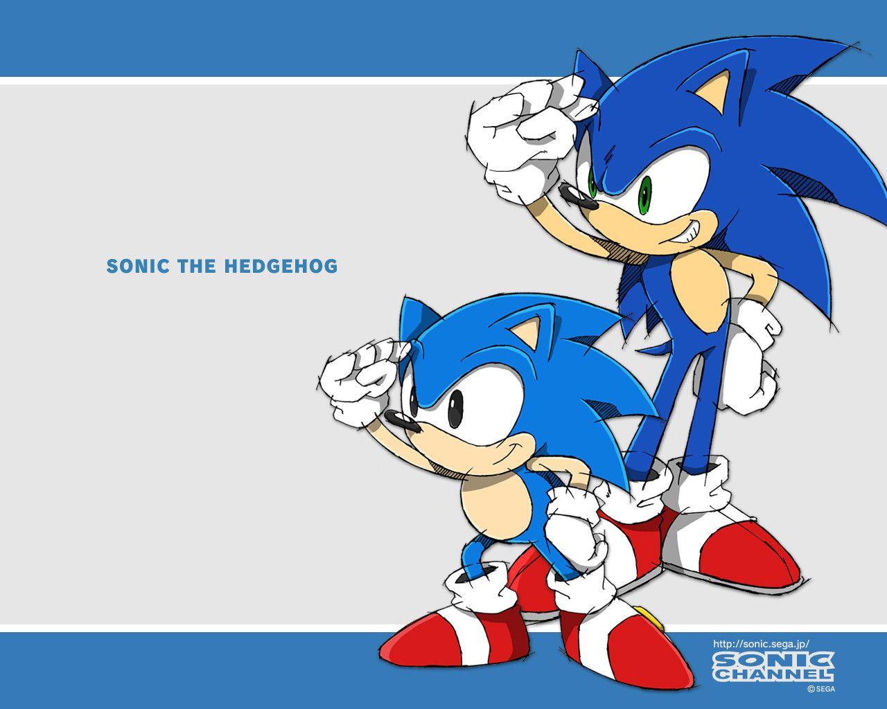Wallpaper Sonic & Modern Sonic. Sonic the hedgehog