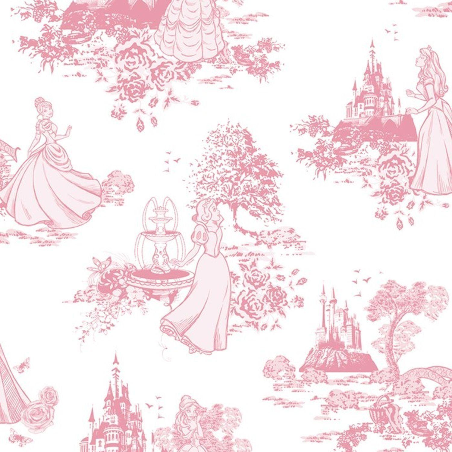 Disney Princess Toile Pink Wallpaper: Amazon.co.uk: DIY & Tools