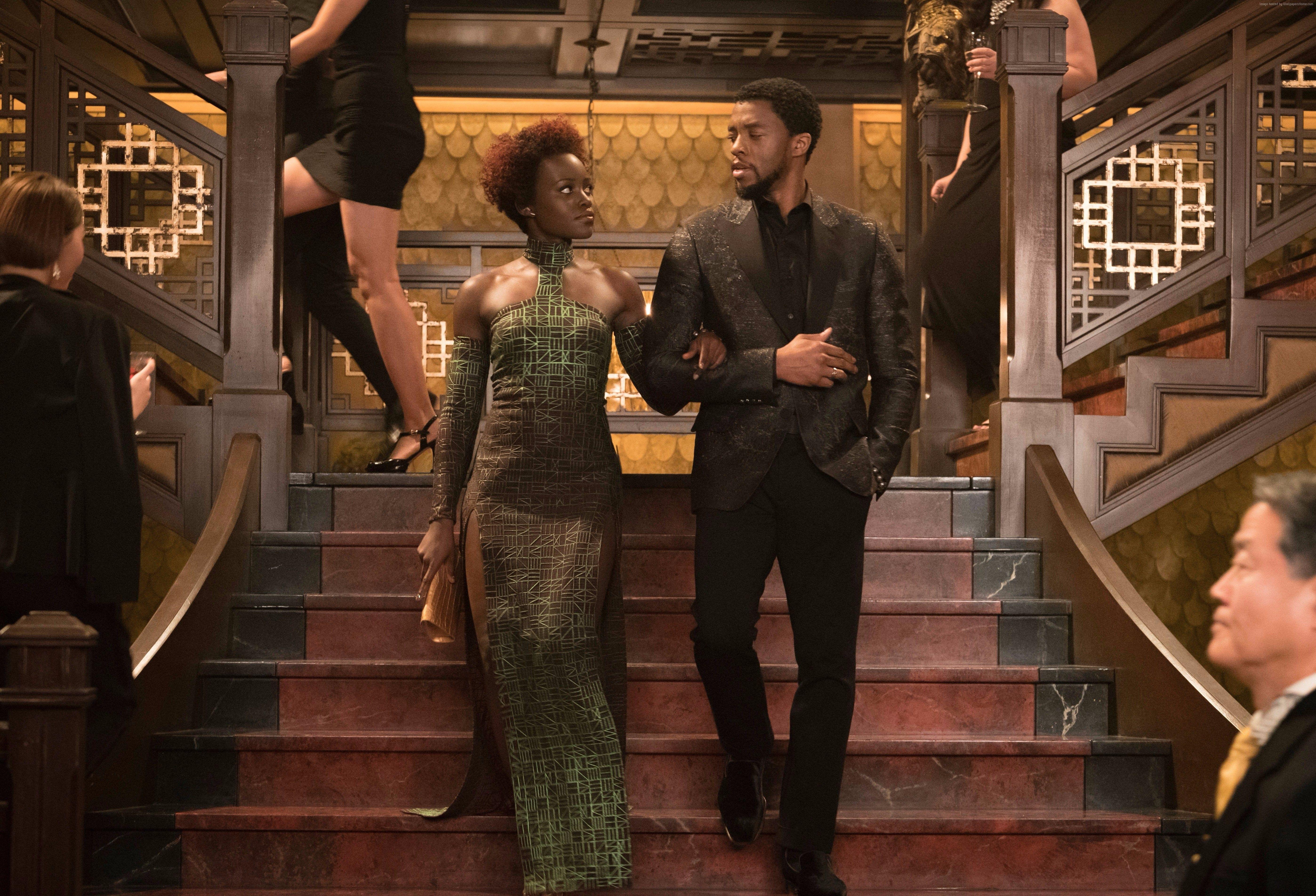 Wallpaper Black Panther, Chadwick Boseman, Lupita Nyong'o, 5k