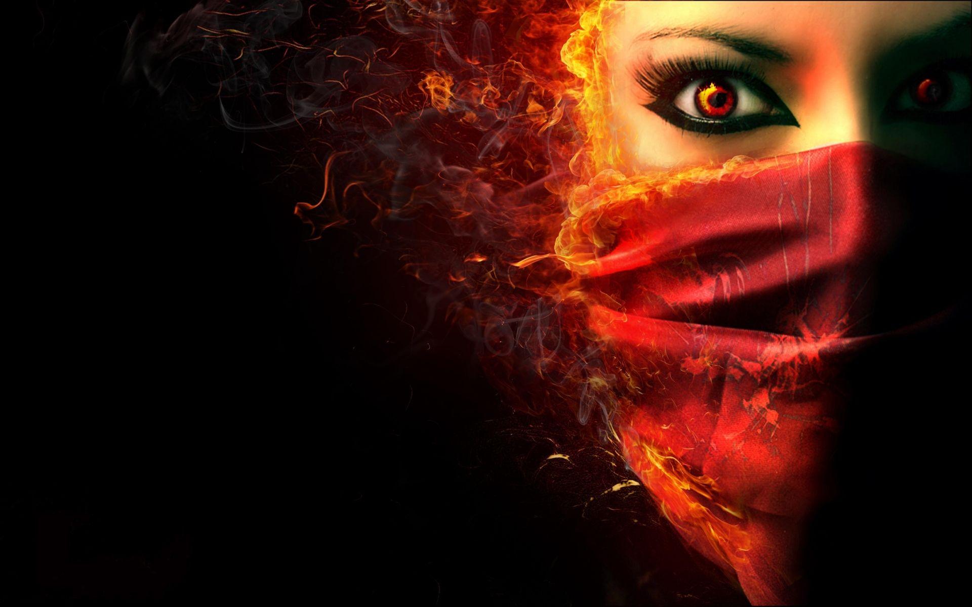 Dark Evil Women. Fantasy dark horror face demon evil women wallpaperx1200. Eyes wallpaper, Dark evil, Fire art