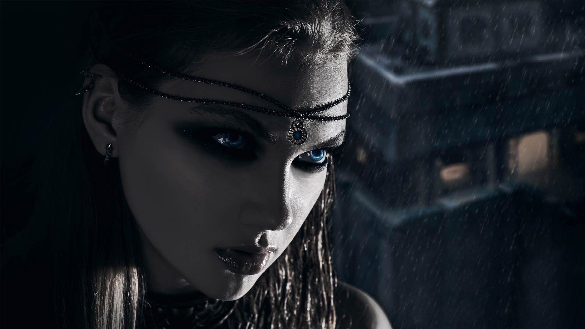 Dark horror fantasy vampire women cg digital art face eyes jewelry