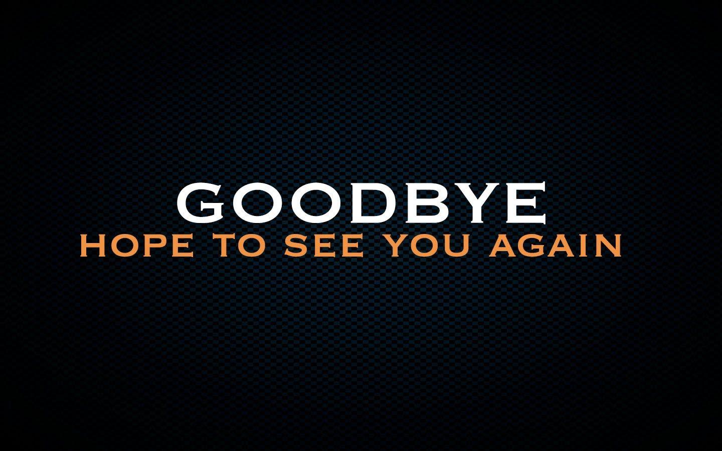 GOODBYE, HOPE TO SEE YOU AGAIN