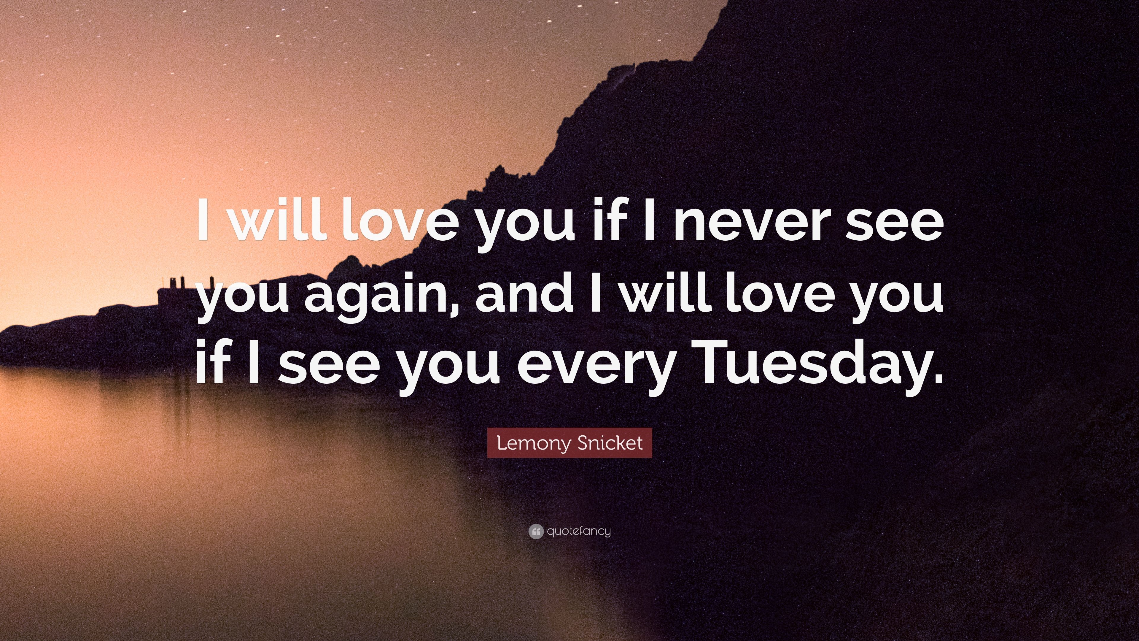 Lemony Snicket Quote: “I will love you if I never see you again