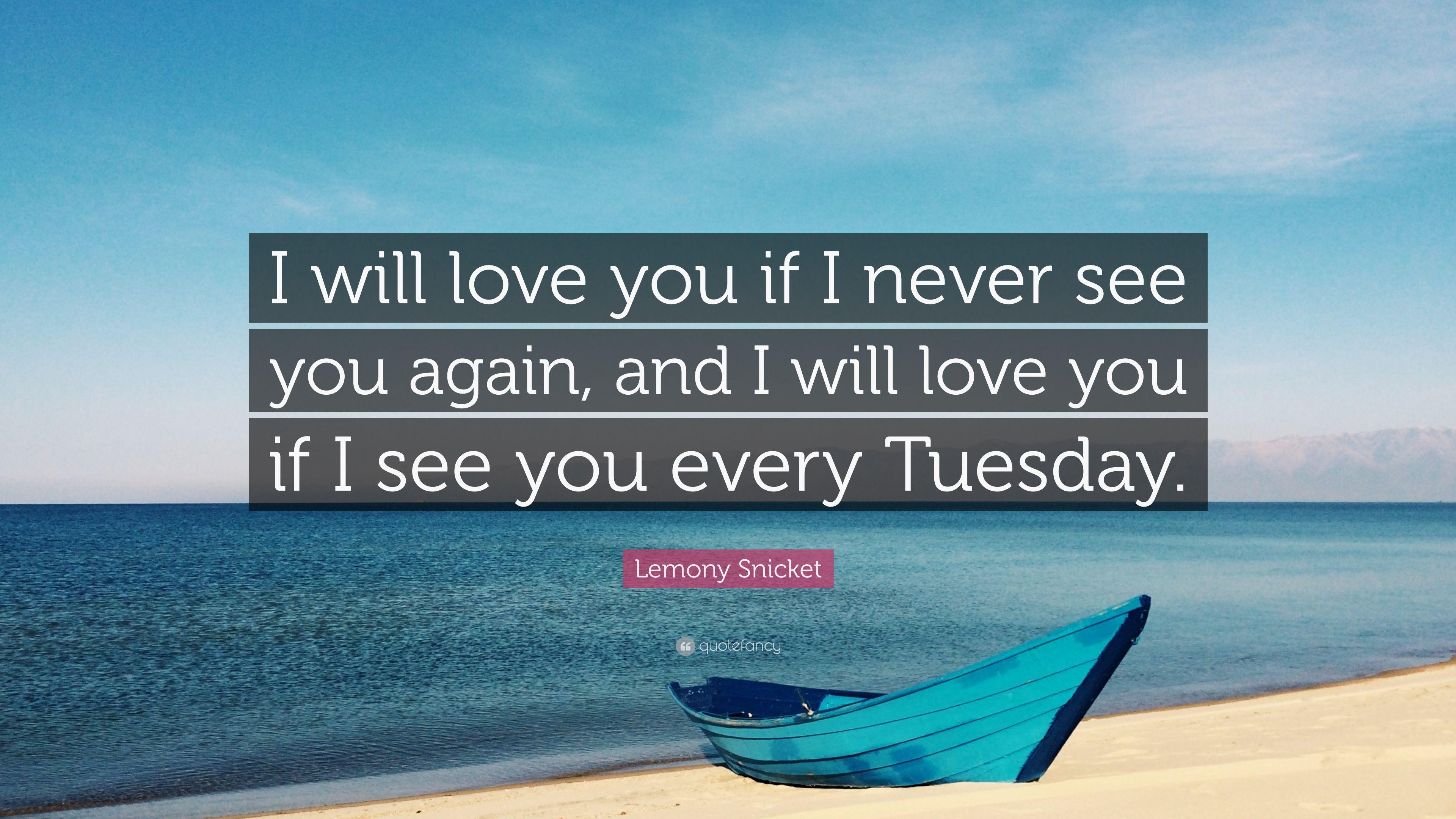 Lemony Snicket Quote: “I will love you if I never see you again