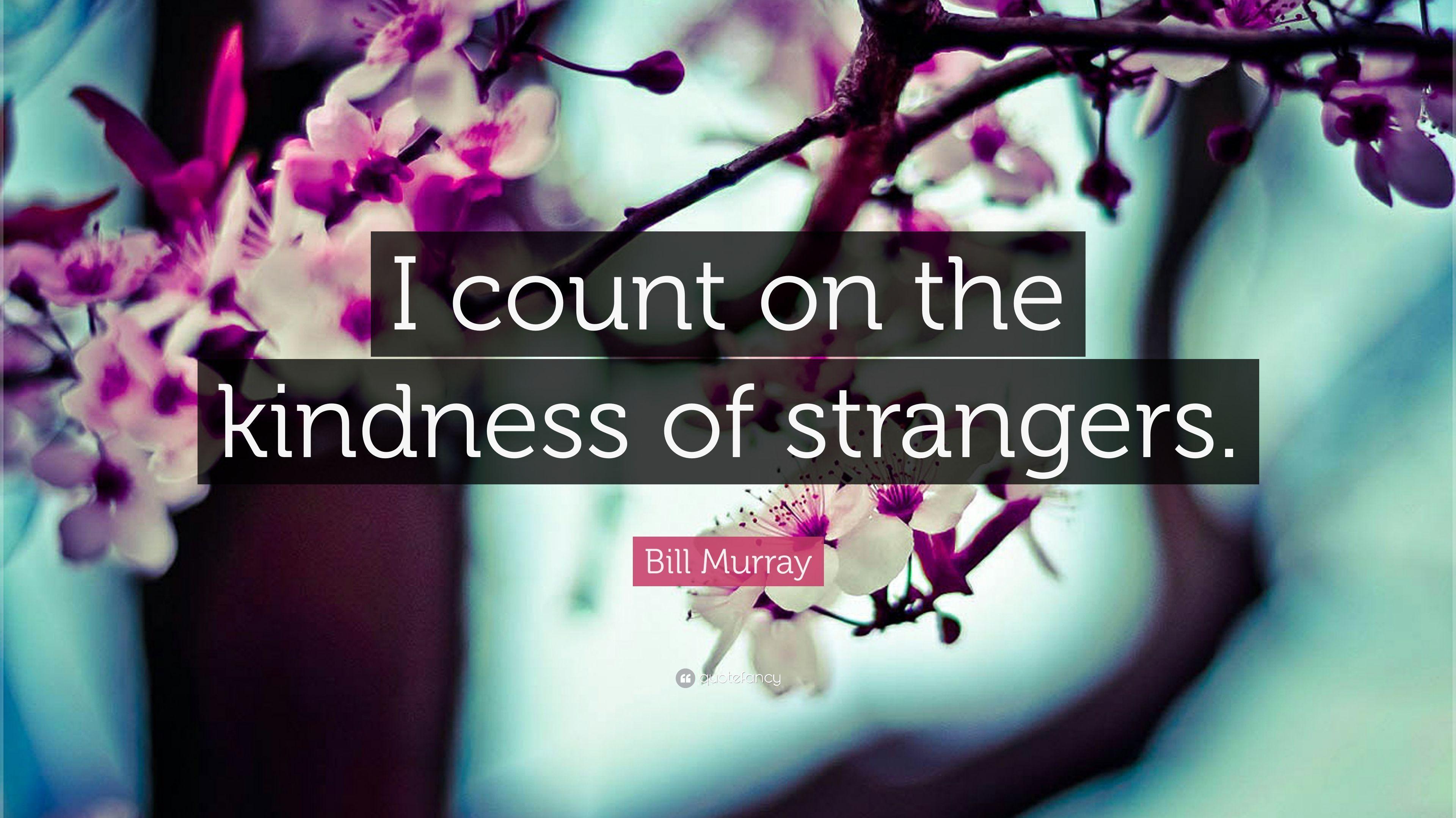Bill Murray Quote: “I count on the kindness of strangers.” 7