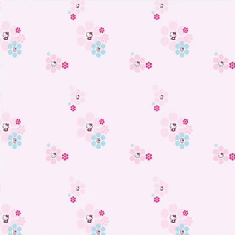 Hello Kitty Fashion Flowers Pink Blue Children's Girls Wallpaper