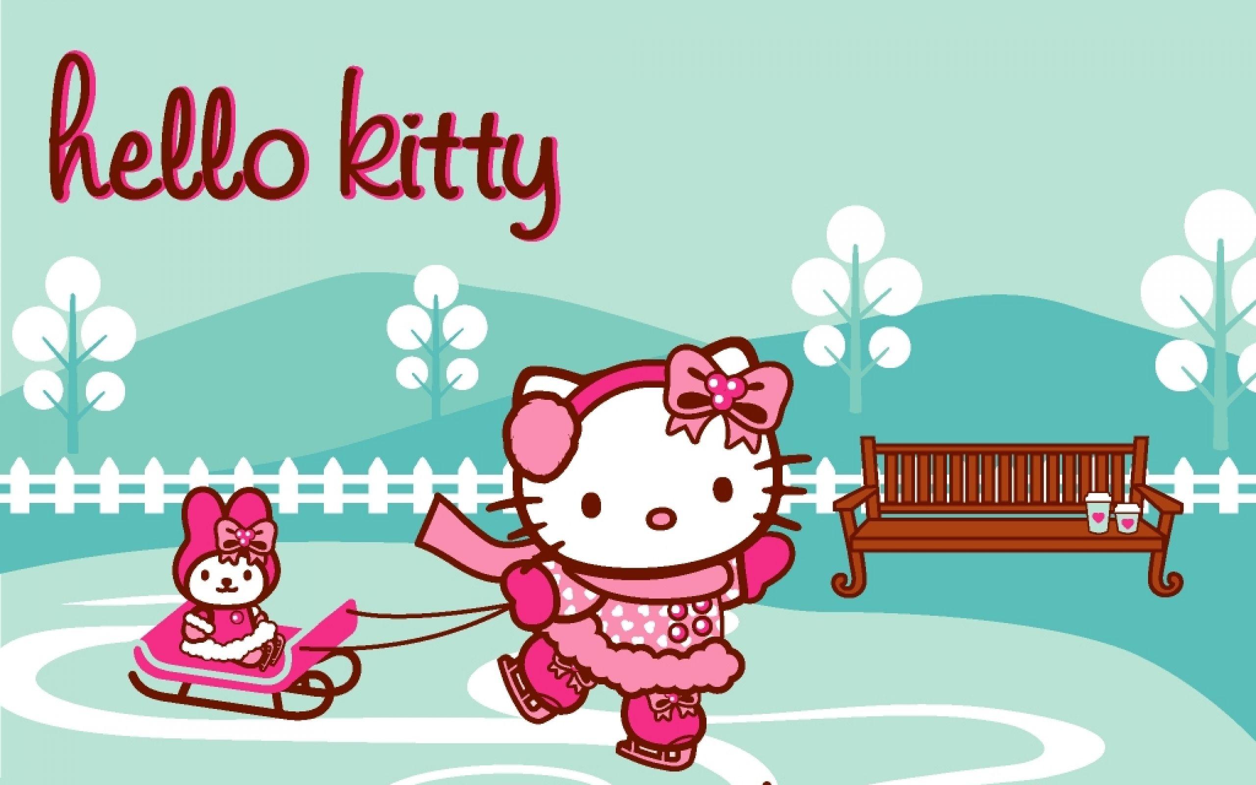 Hello Kitty Face Wallpaper Desktop with Floral Pink Background