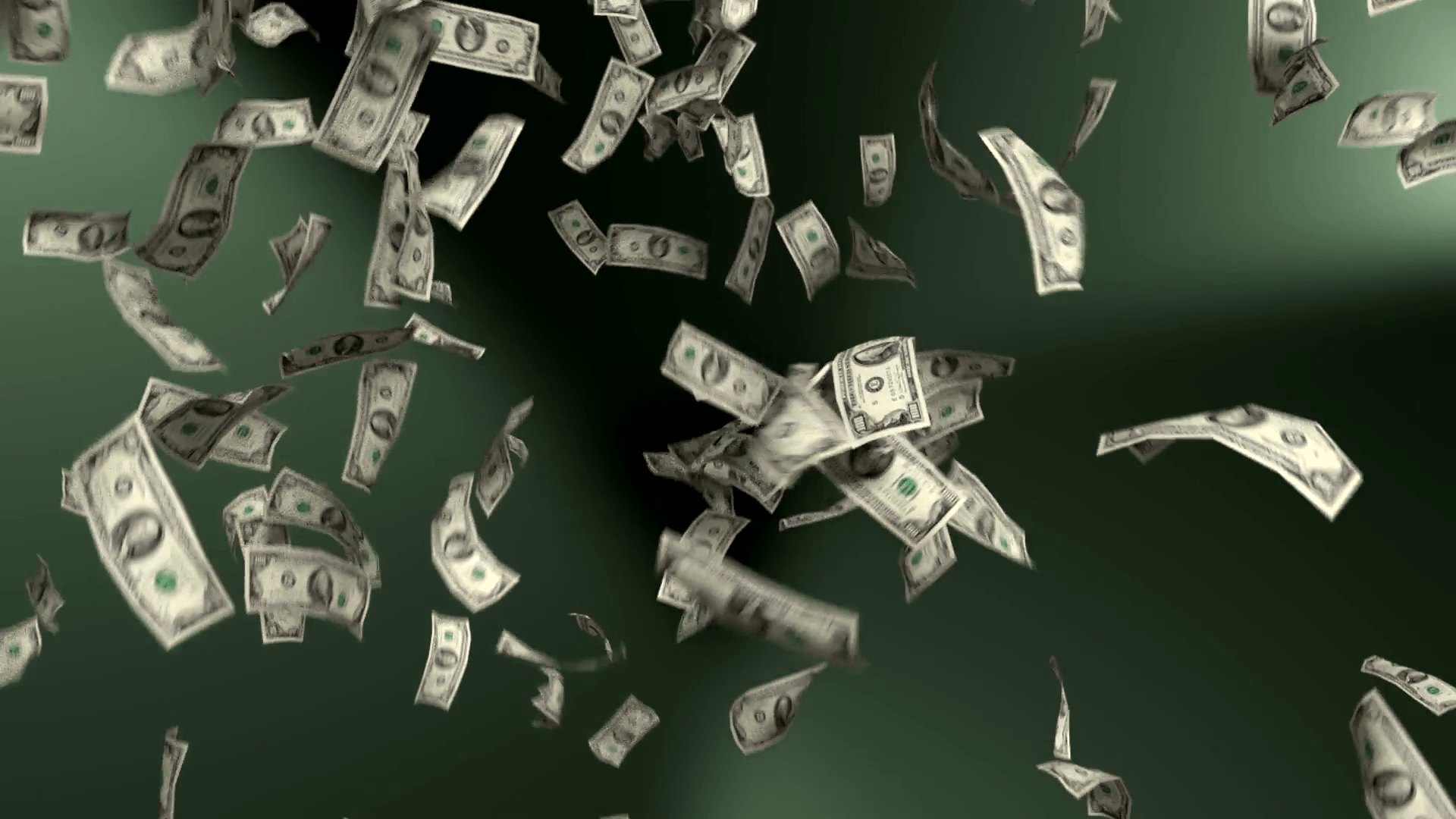 Money Falling Dollars Financial Win US Currency Tax Black Background