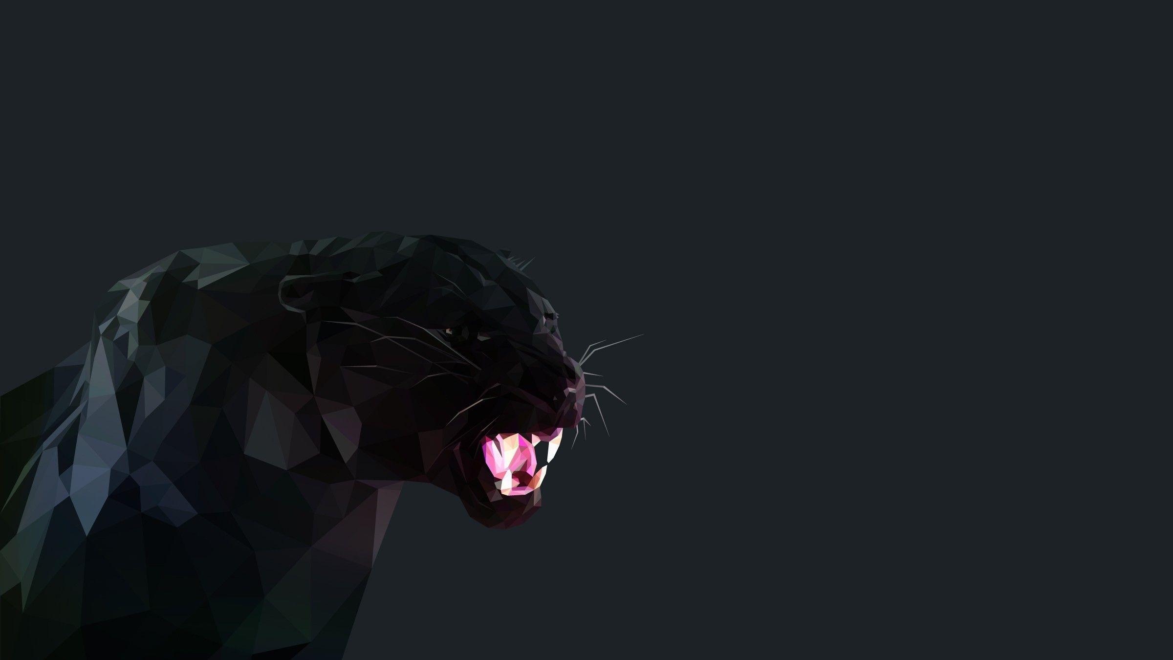 black panther cat low poly Wallpaper HD / Desktop and Mobile