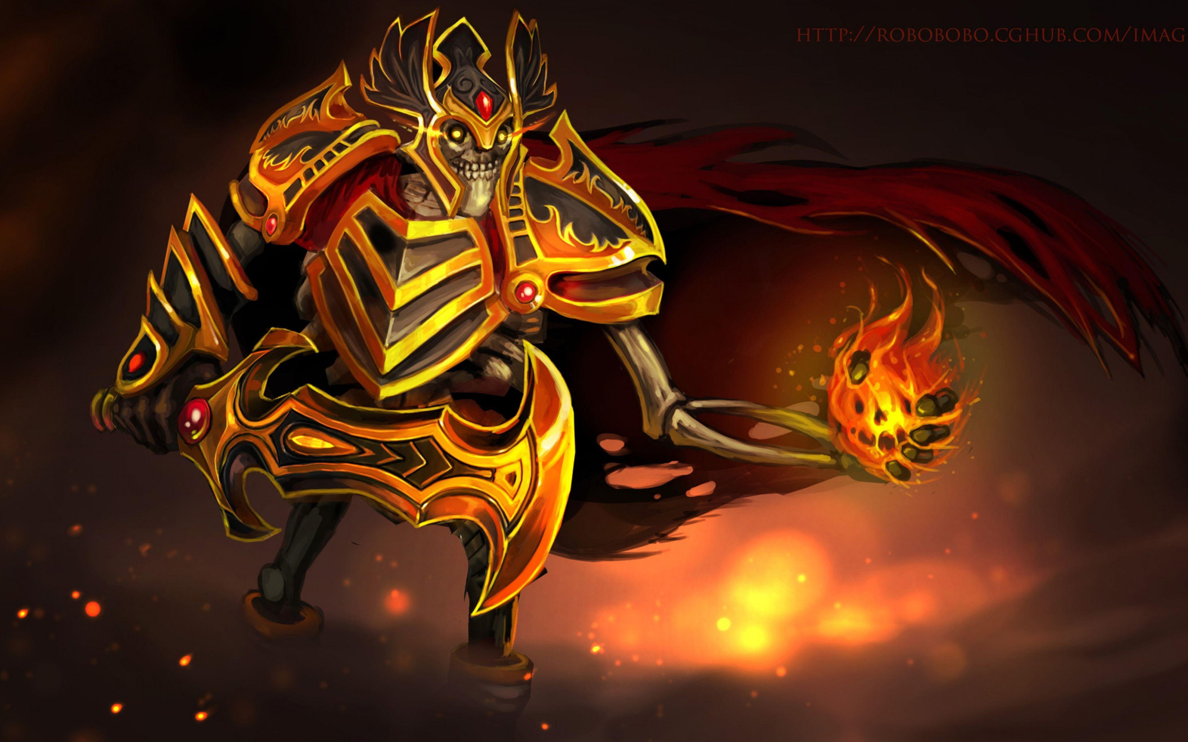 Download Wallpaper 3840x2400 Skeleton king, Dota Black phoenix