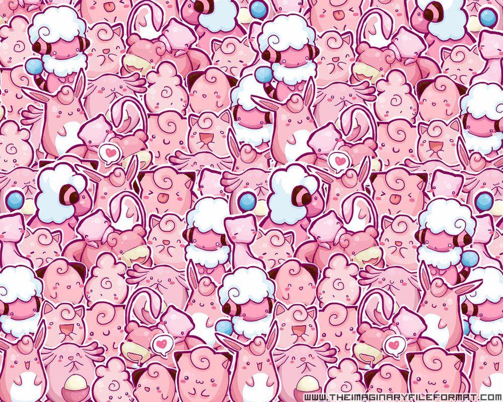 Kawaii pink fairy type Pokemon wallpaper. Clefairy, Mew