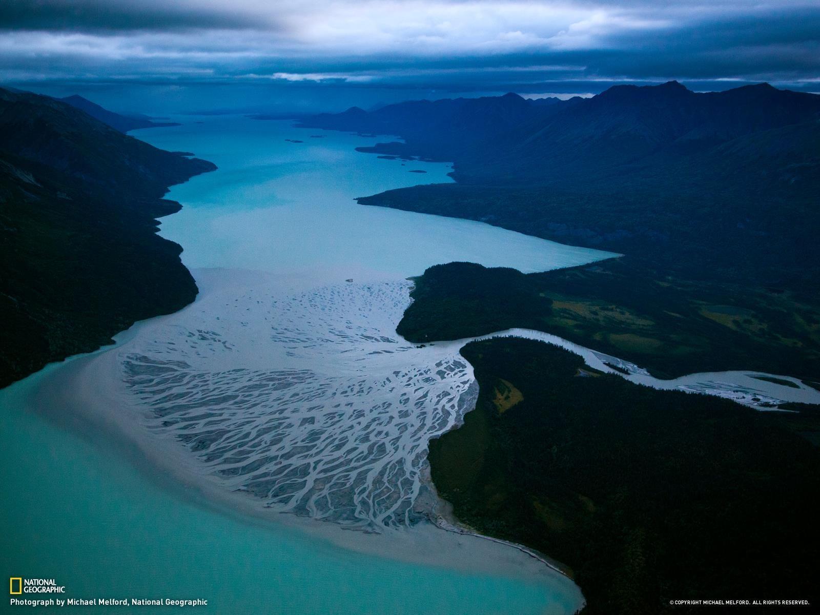 The Tlikakila River flows into Alaska's Lake Clark carrying ash