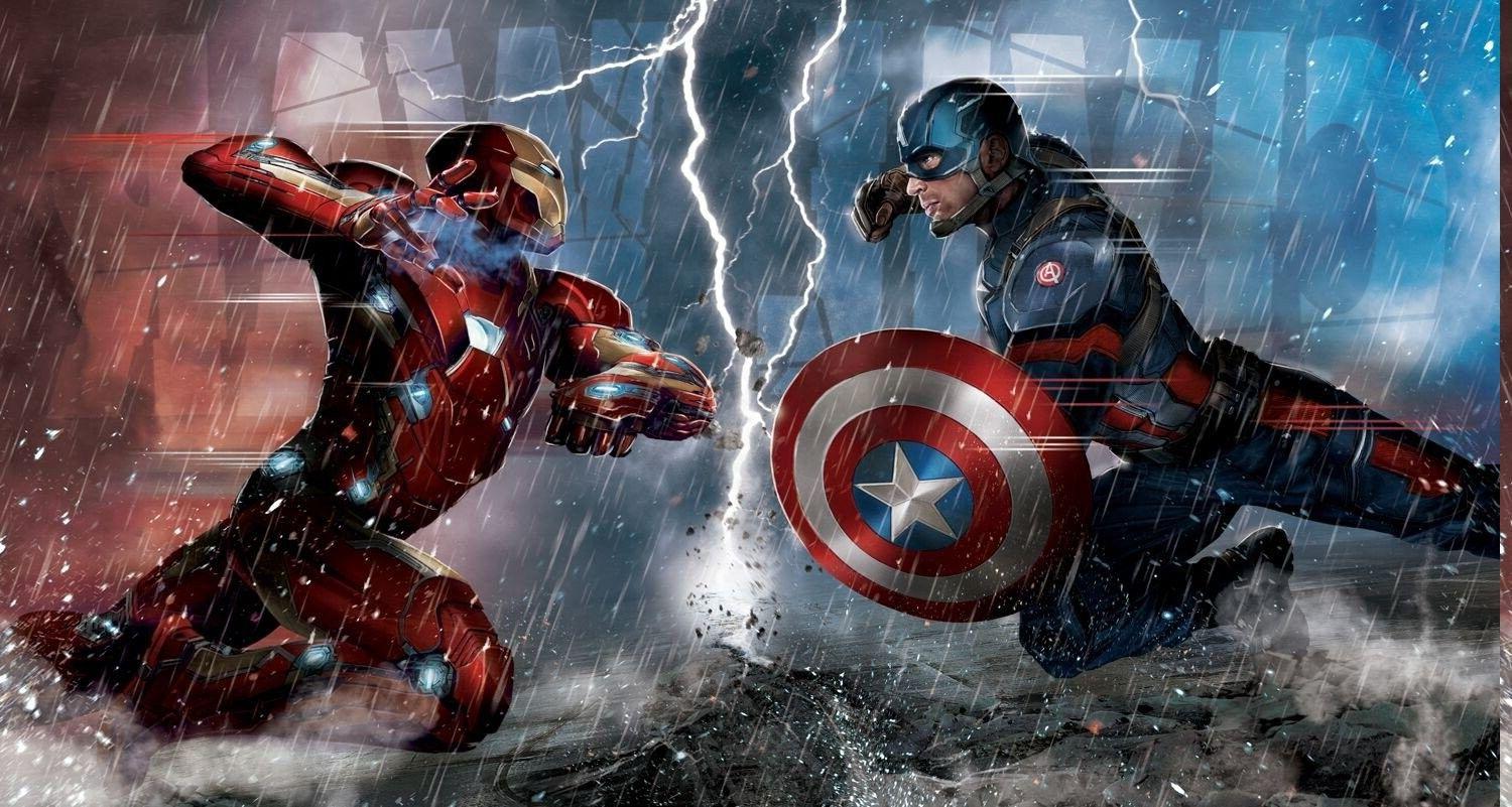 Captain America, Captain America: Civil War, Iron Man, Comics, Marvel Comics, Superhero, Artwork, Concept Art, Lightning Wallpaper HD / Desktop and Mobile Background