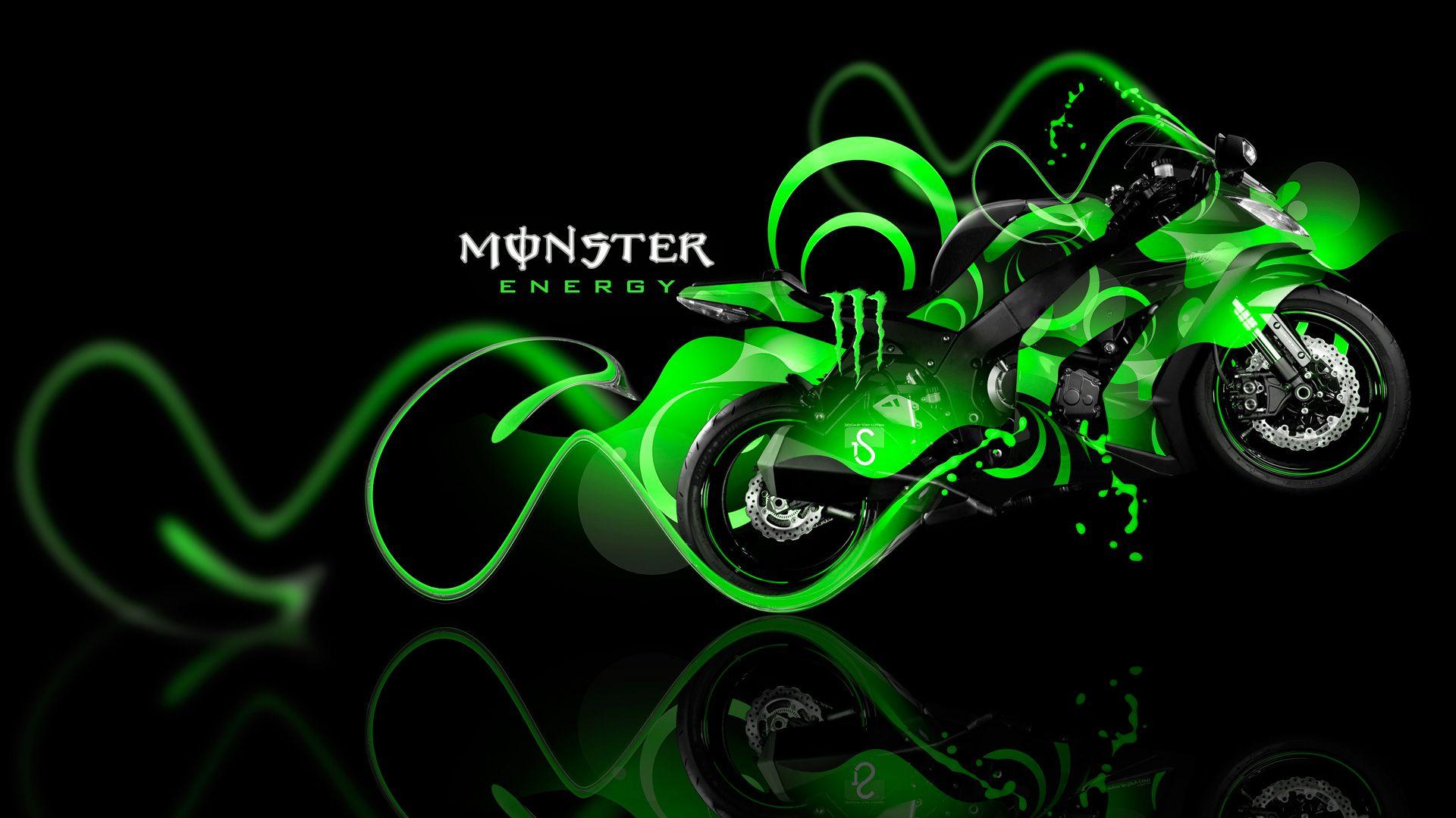 Monster Energy Kawasaki Ninja Green Plastic Bike Wallpaper