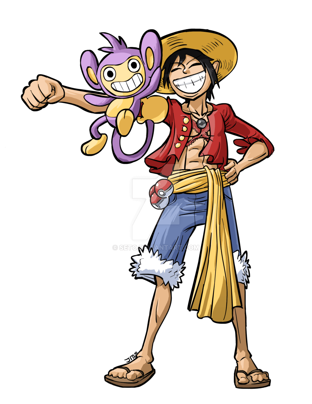 Commissioned Sketch D. Luffy with Aipom
