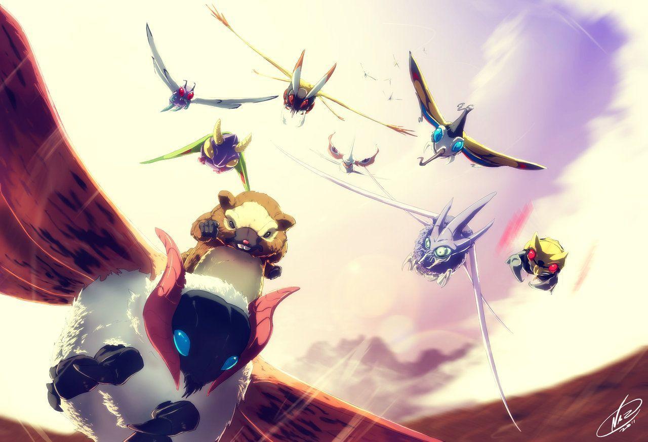 Air force pokemon bug flying in the sky beautifly- yanma