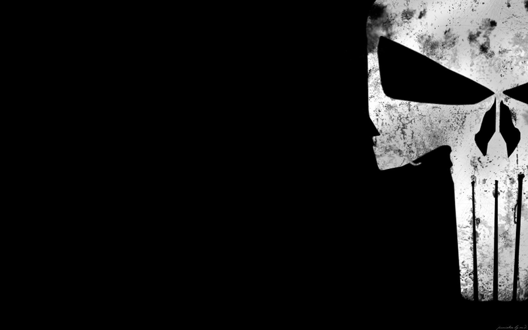 Wallpaper punisher, superhero's logo, minimal, dark desktop