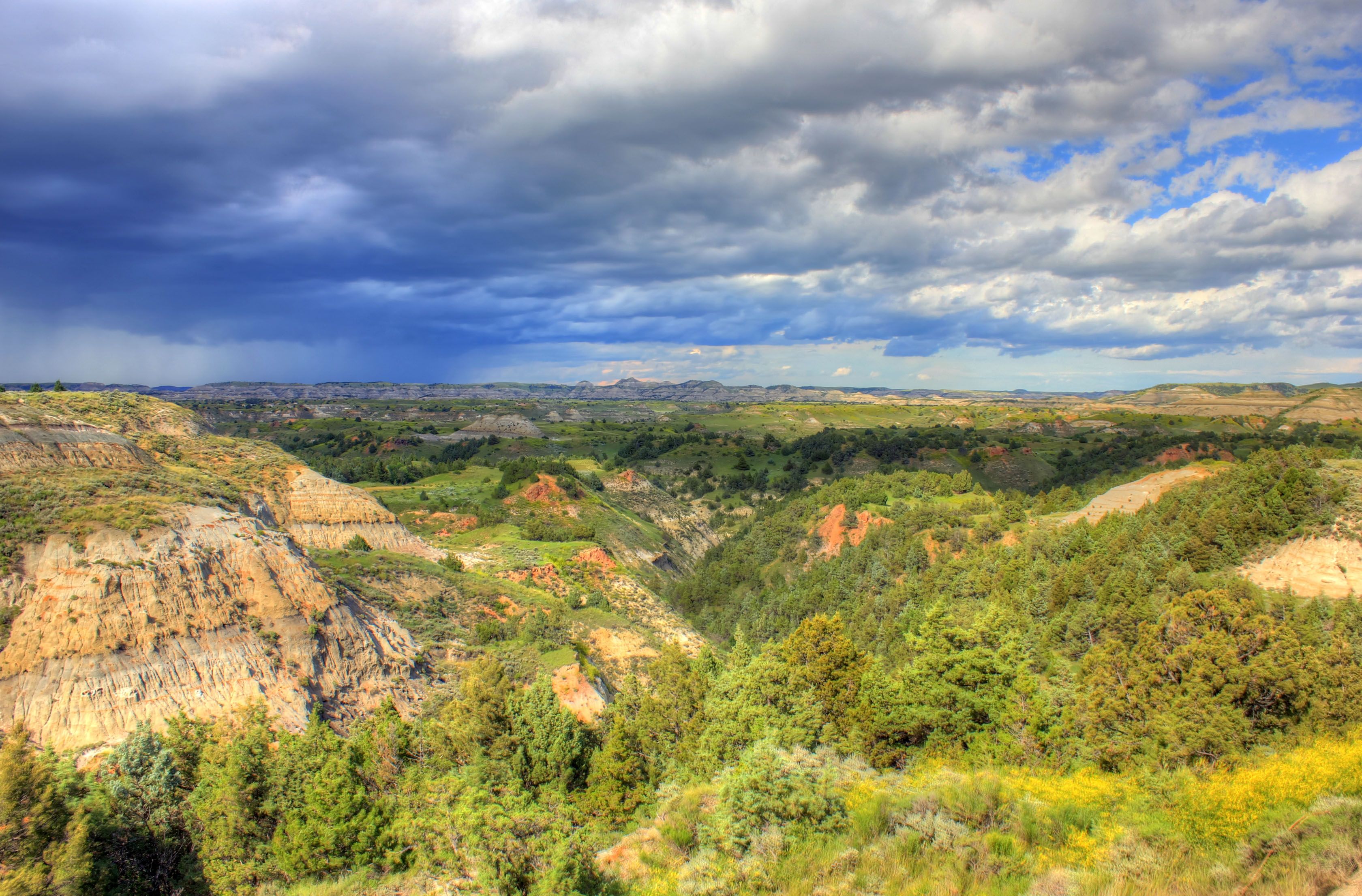Rain in the distance at Theodore Roosevelt National Park, North