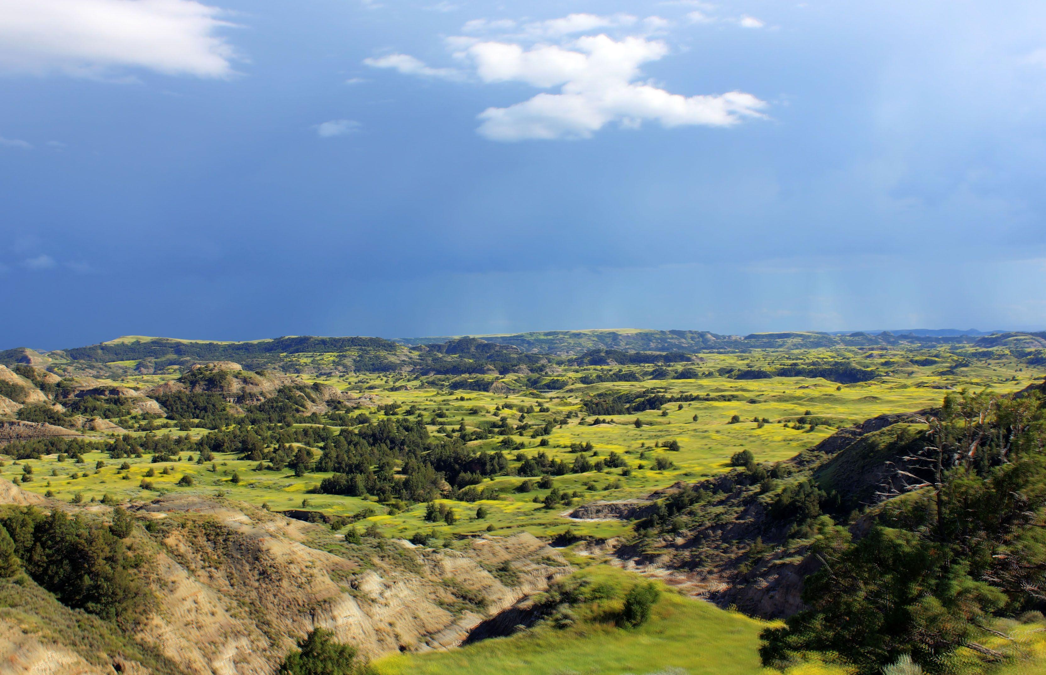 Rain in the valley at Theodore Roosevelt National Park, North