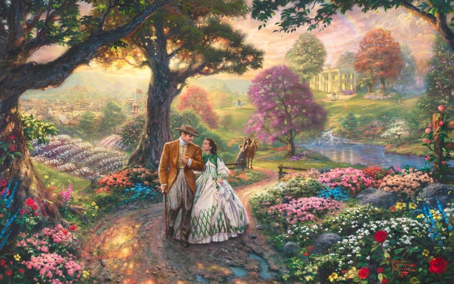 Gone With The Wind, Thomas Kinkade Wallpaper, Painting