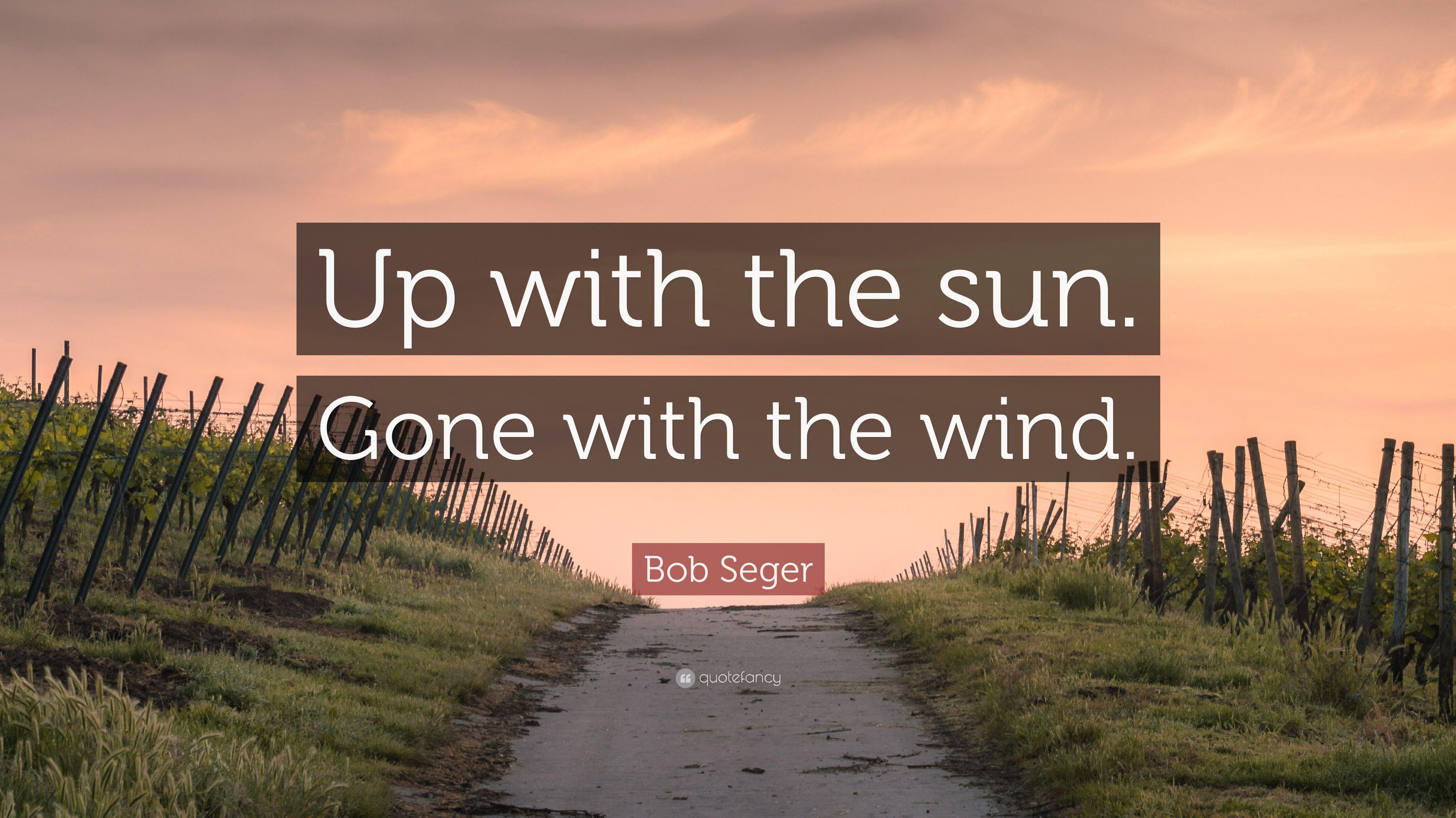 Bob Seger Quote: “Up with the sun. Gone with the wind.” 9