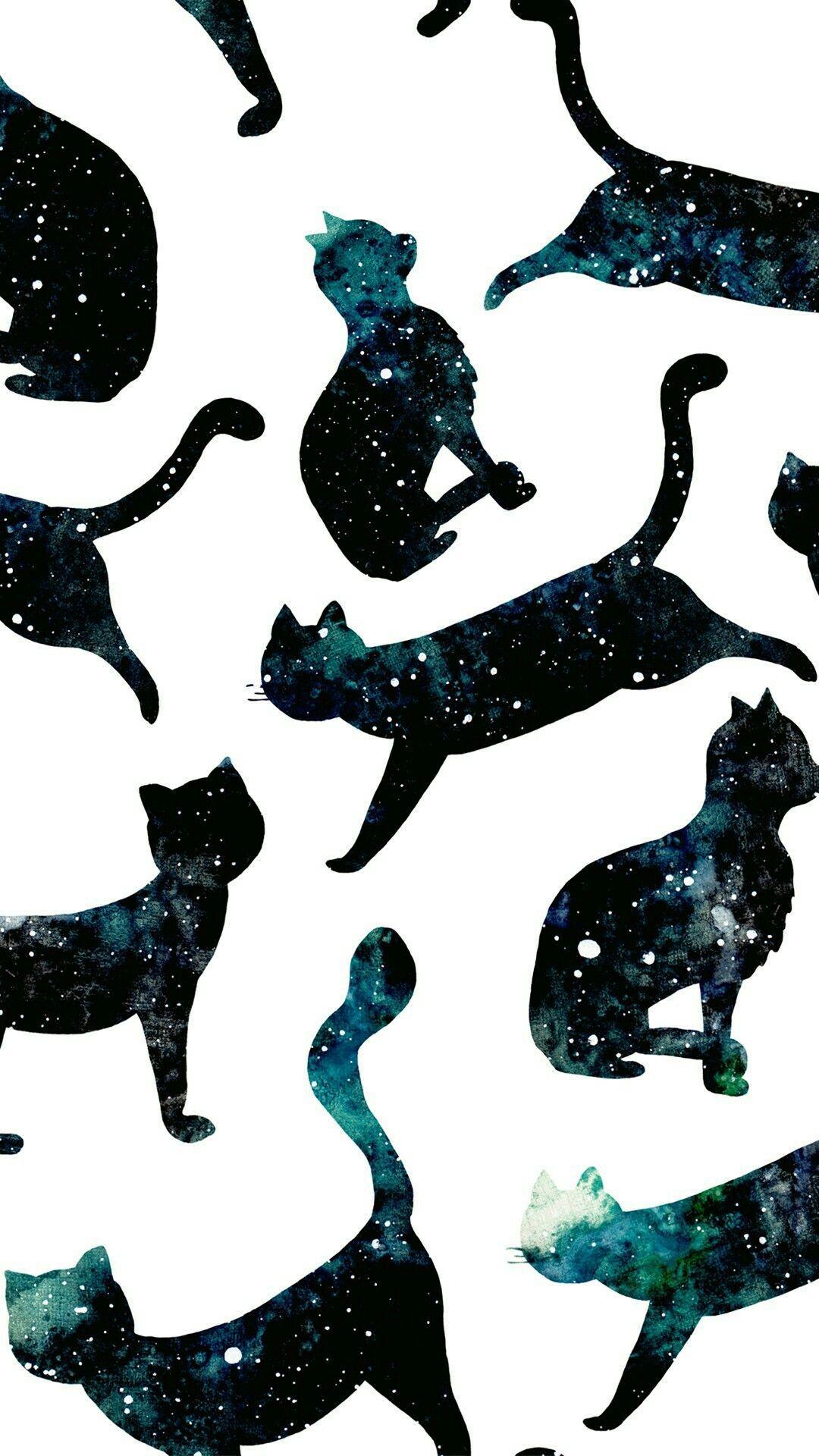 Wallpaper, cat, Galaxy. Neko wall paper ideation. Cat