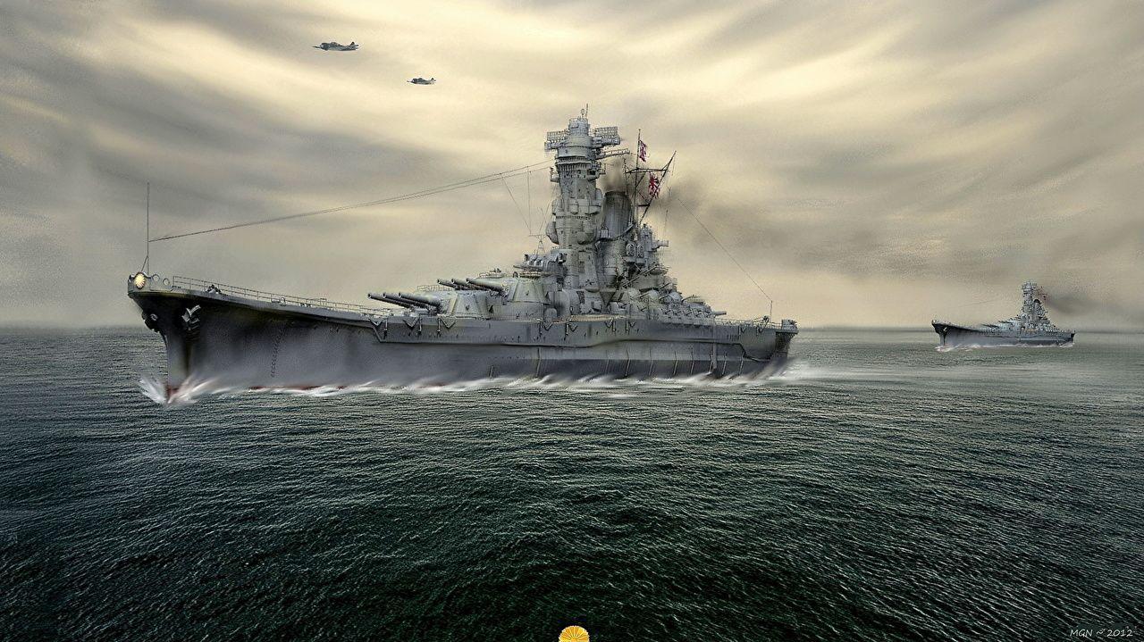 Japanese battleship Yamato Ships Painting Art Army