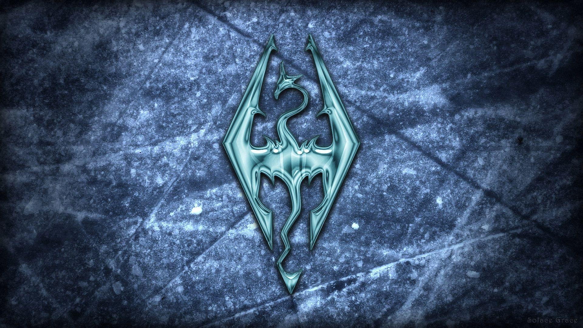 Wallpaper The Elder Scrolls V: Skyrim logo on the ice The Elder
