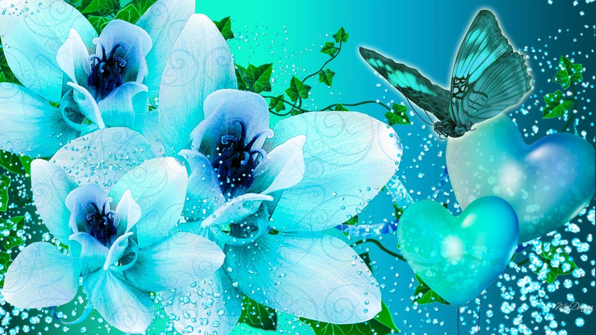 Flowers: Sparkles Orchid Turquoise Bright Ivy Flowers Aquaa