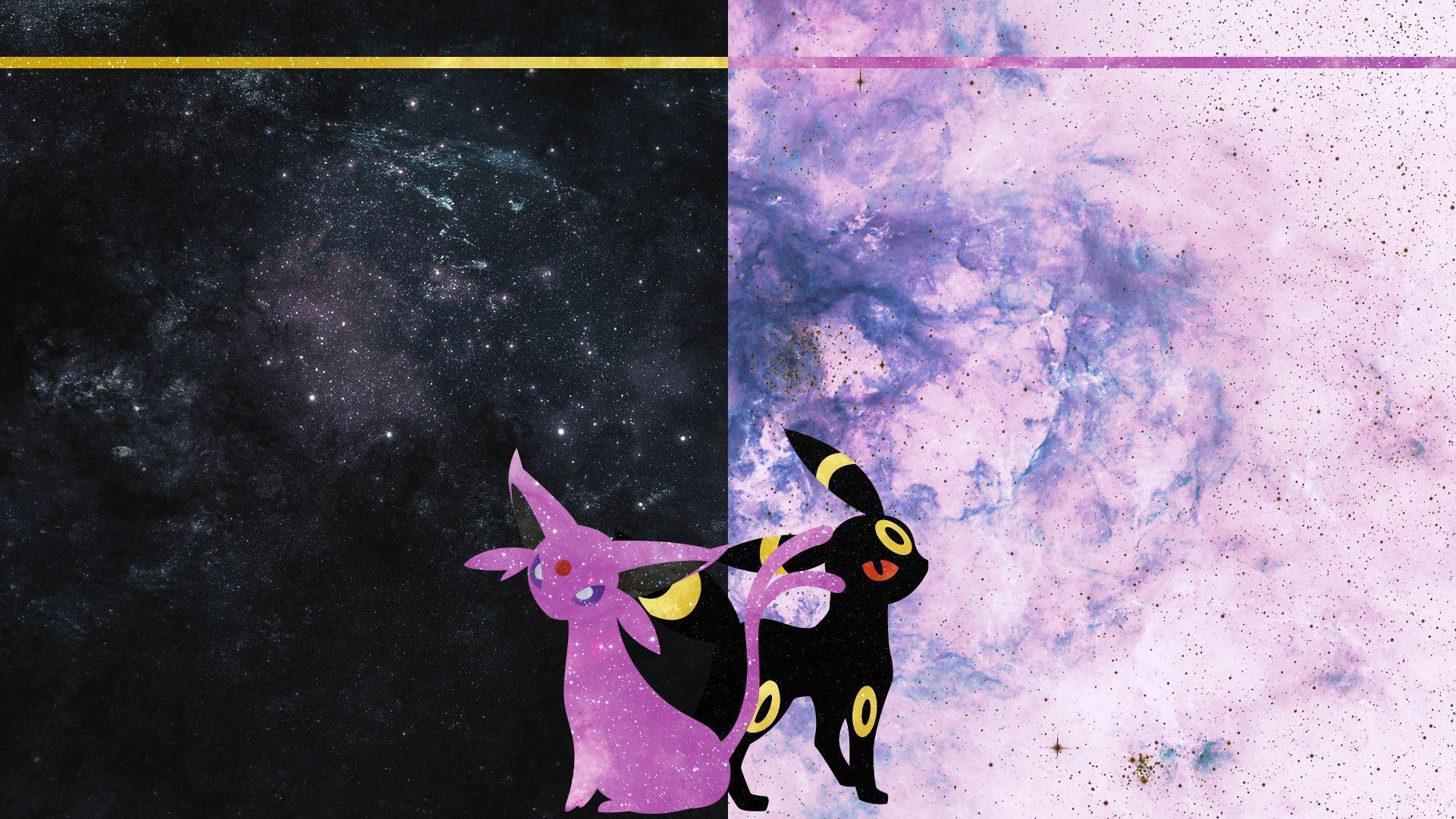 Espeon and Umbreon Desktop by DrBoxHead. Artworks