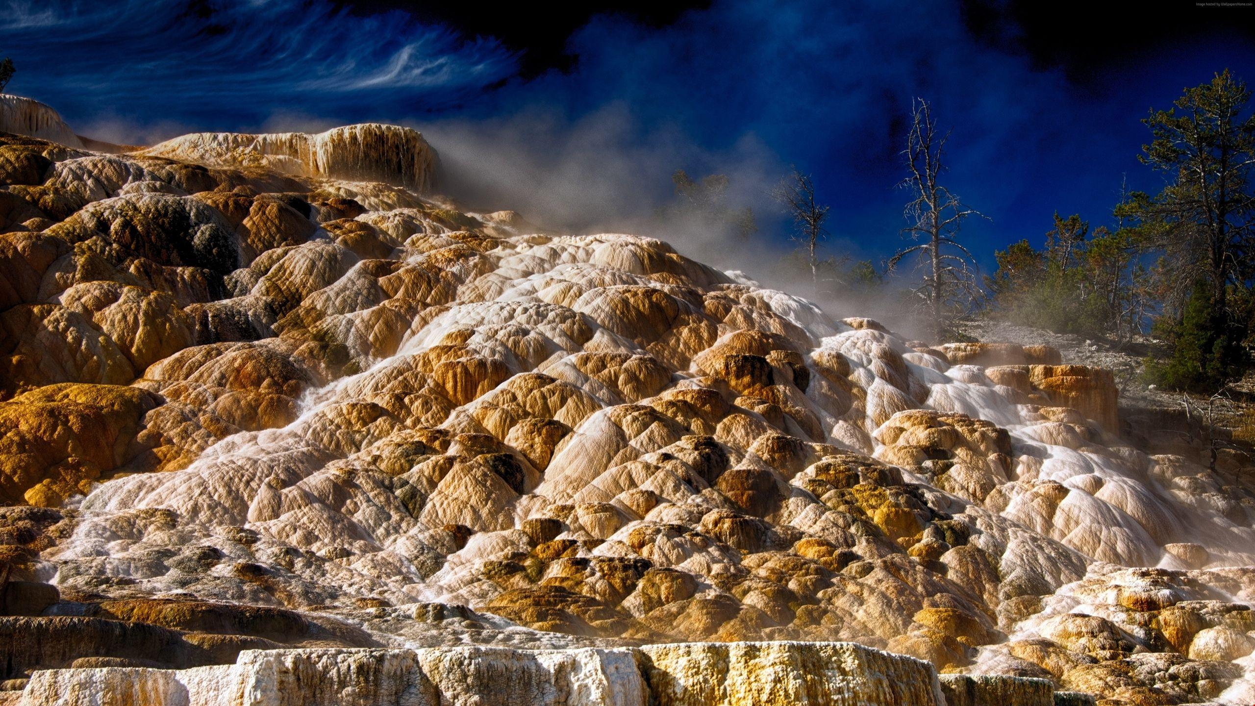 5k Mammoth hot springs, 4k, HD wallpaper, Yellowstone, National