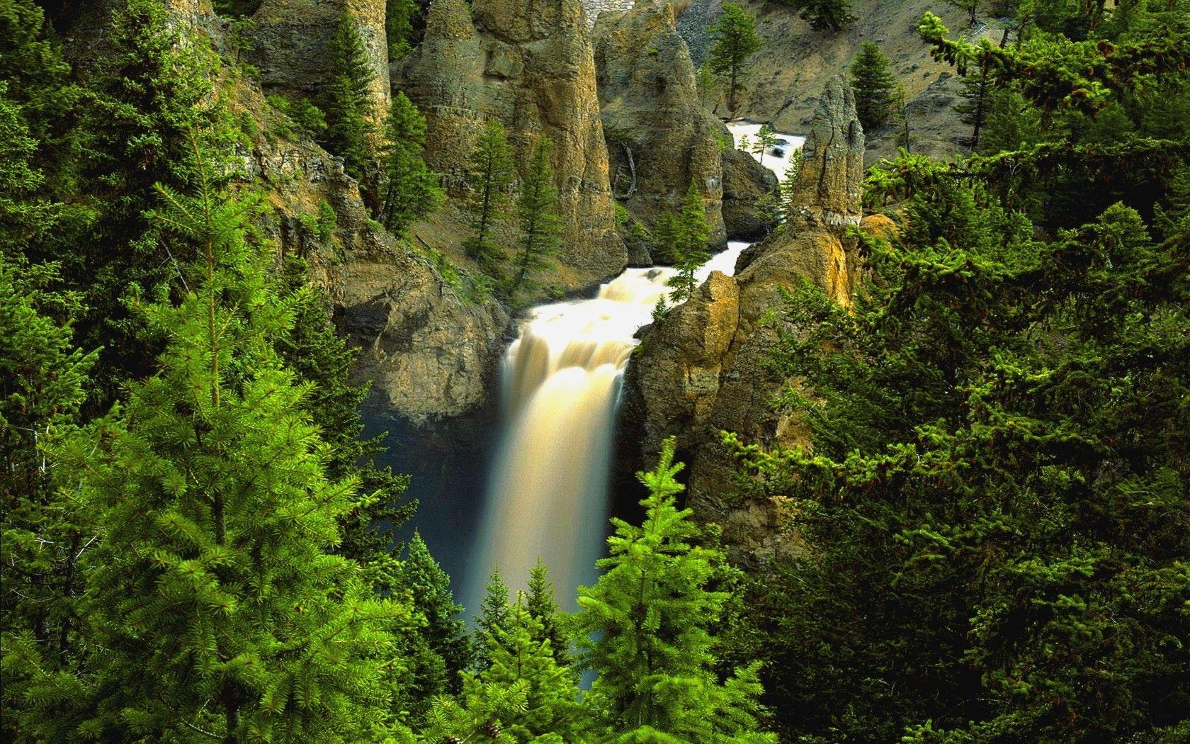 Waterfalls: TOWER FALLS Fall Yellowstone National Park Wyoming
