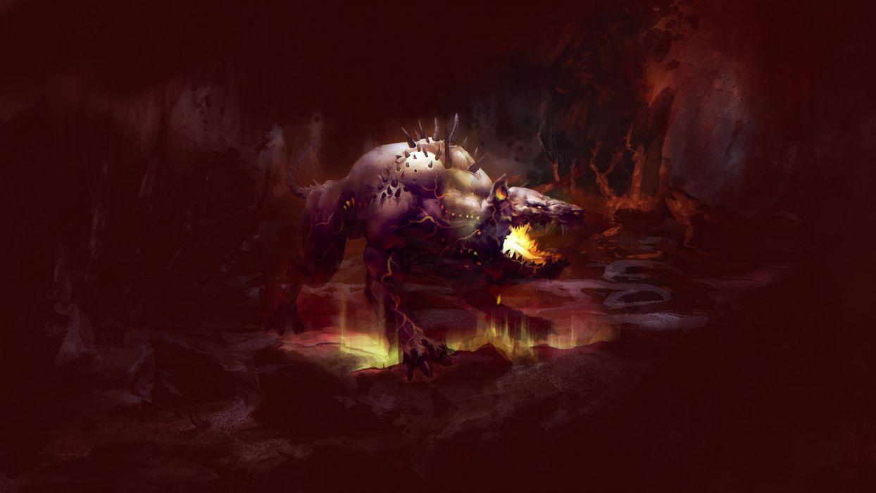 Hell Monster Creature Hell Hound dark demon fantasy wallpaper