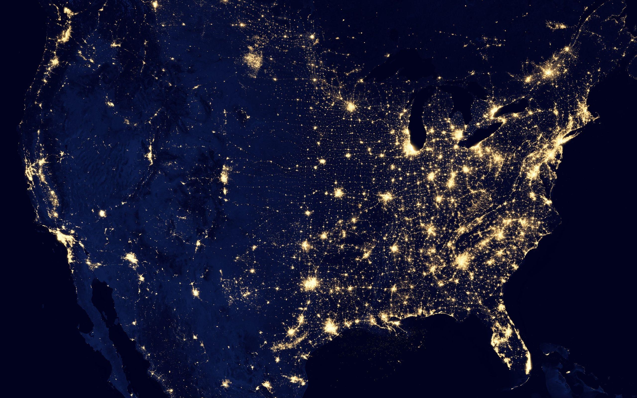 Night, Usa, Planet, Lights, North America, Earth