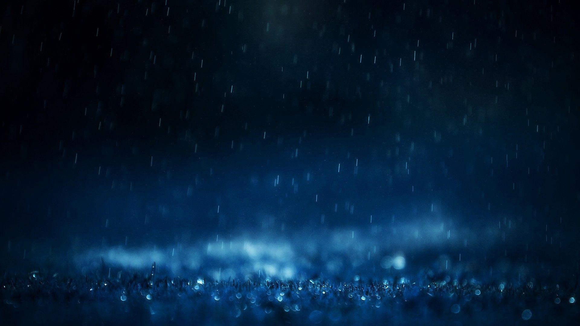 Blue Rain Drops Close Up Free Wallpaper HD