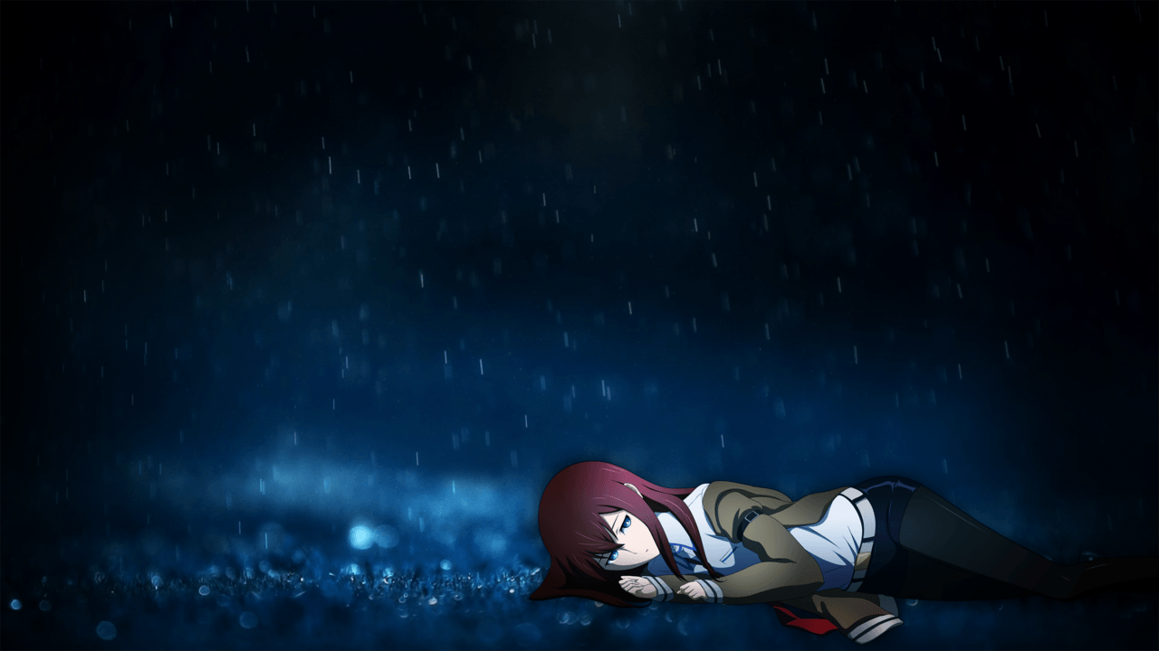 Rainy Night + Makise Kurisu Wallpaper