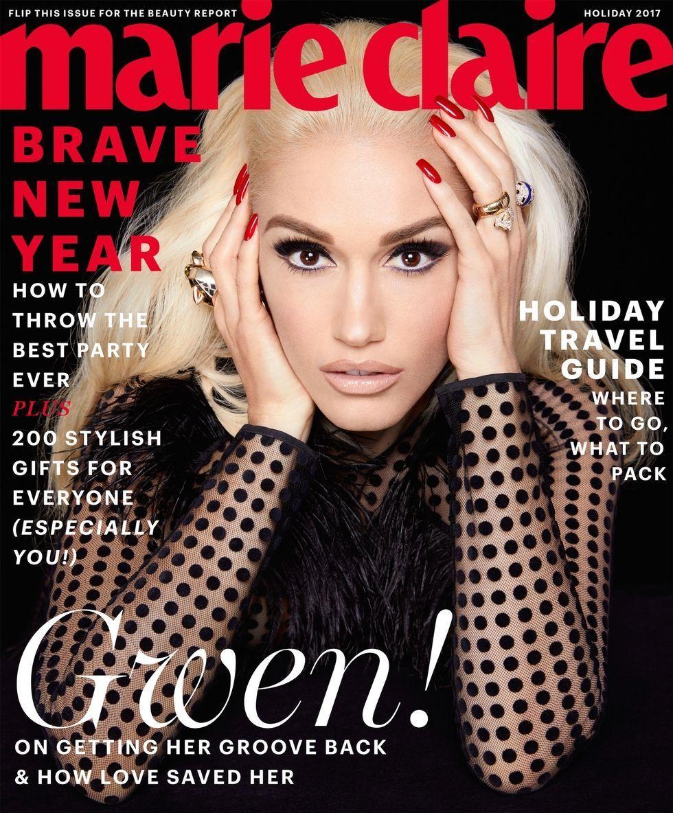 Gwen Stefani on the December 2017 Cover of Marie Claire Magazine