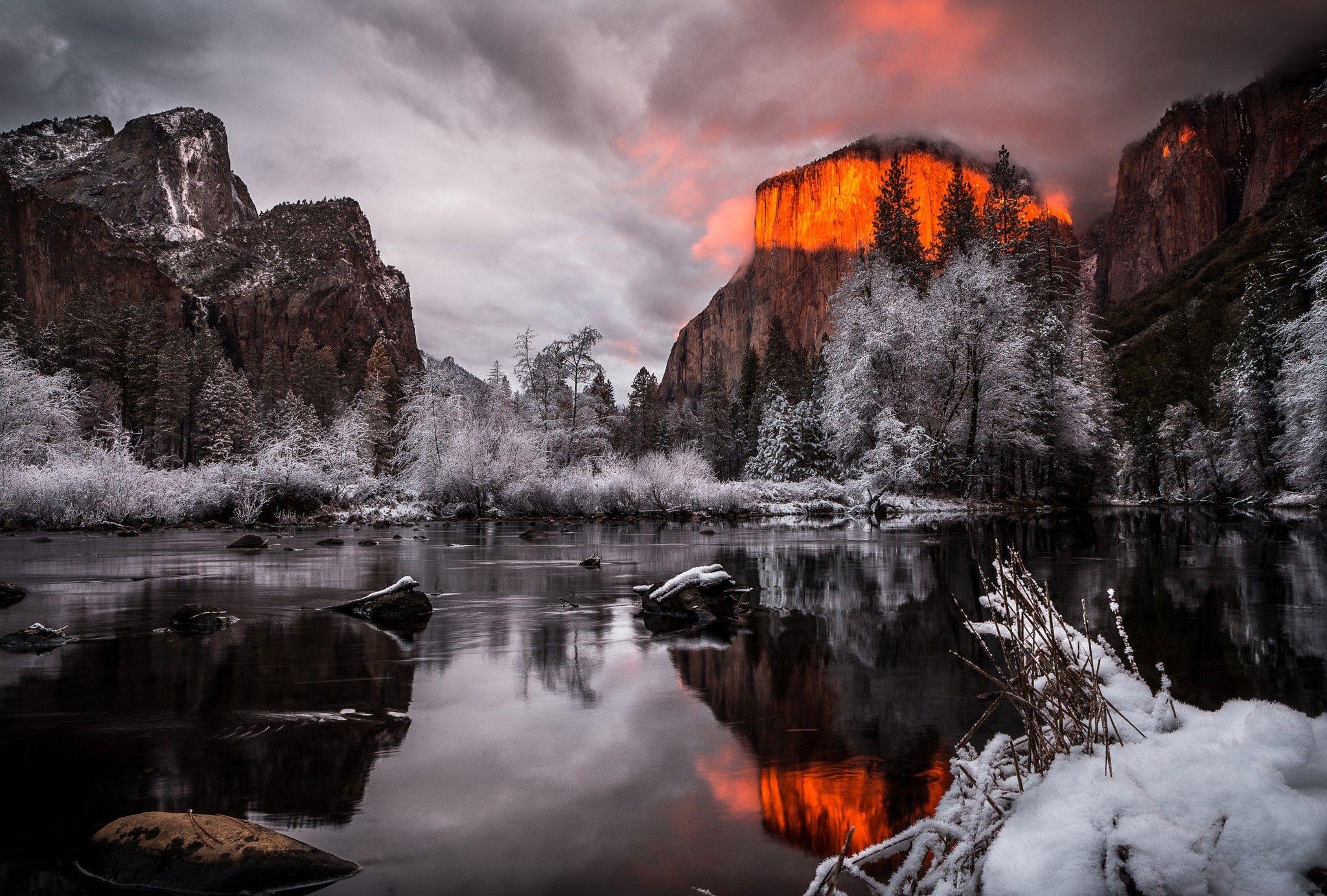 landscape, Snow, Yosemite National Park Wallpaper HD / Desktop