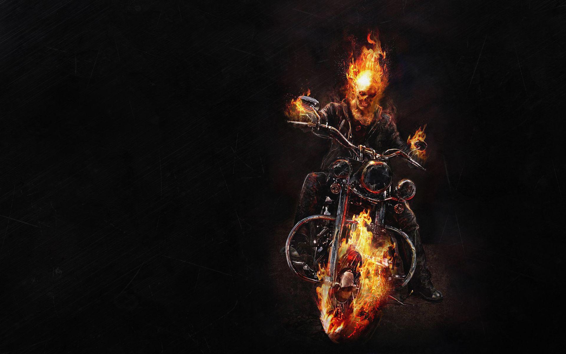 skull and skeliton picture. Ghost Rider a skeleton fire bike dark